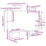 vidaXL Meuble TV 8 Pièces Gris Sonoma