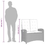 vidaXL Banc inclinable de jardin et coussins gris clair résine tressée