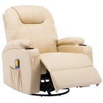 vidaXL Fauteuil à bascule de massage Crème Similicuir