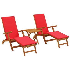 vidaXL Chaise longue inclinable et pliable 3 pc Bois d'Acacia Massif