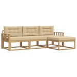 vidaXL Ensemble de canapés d'extérieur 4 pc Blanc et Beige Polyester