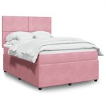 vidaXL Sommier à lattes de lit avec matelas Rose 140x190 cm Velours