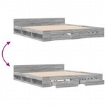 vidaXL Cadre de lit avec tiroirs sans matelas sonoma gris 180x200 cm