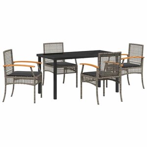 vidaXL Ensemble de salle à manger pour jardin 5 Pièces Gris et Noir Rotin