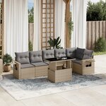 vidaXL Salon de jardin avec coussins 7 Pièces beige résine tressée