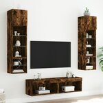 vidaXL Unités murales TV avec LED 6 Pièces chêne fumé bois d'ingénierie