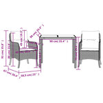 vidaXL Ensemble à manger de jardin avec coussins 3 Pièces Noir