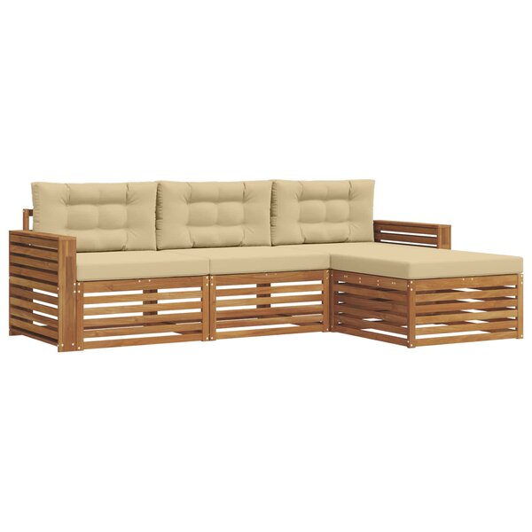 vidaXL Ensemble de canapés d'extérieur avec coussin Naturel et Beige