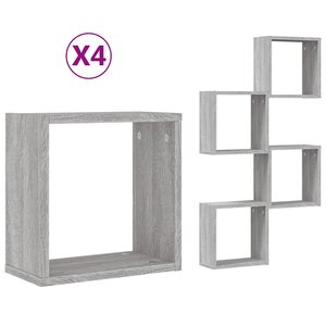 vidaXL Étagères cube murales 4 Pièces sonoma gris 30x15x30 cm