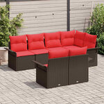 vidaXL Ensemble de canapé de jardin 7 Pièces Marron Poly rotin