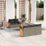 vidaXL Salon de jardin 6 Pièces avec coussins gris résine tressée