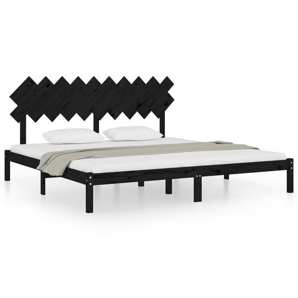 vidaXL Cadre de lit sans matelas noir 200x200 cm bois massif