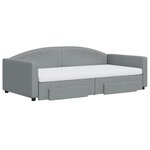 vidaXL Lit de jour avec gigogne et tiroirs gris clair 100x200 cm tissu