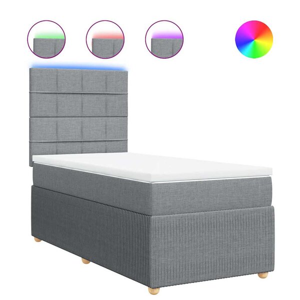 vidaXL Sommier à lattes de lit et matelas Gris clair 90x190 cm Tissu