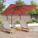 vidaXL Parasol déporté Roma Terracotta 286x285x265 cm en aluminium