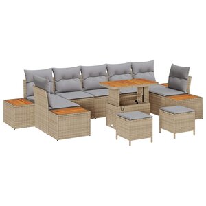 vidaXL Ensemble de canapé de jardin 10 Pièces Beige et Gris clair