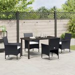 vidaXL Ensemble de repas de jardin 5 pièces Noir Rattan poly