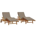 vidaXL Transat 2 pc Bois d'Acacia Massif Taupe