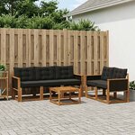 vidaXL Ensemble de canapés d'extérieur 6 pc Naturel et noir