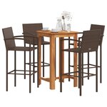 vidaXL Ensemble de bar de jardin 5 Pièces marron bois massif acacia rotin