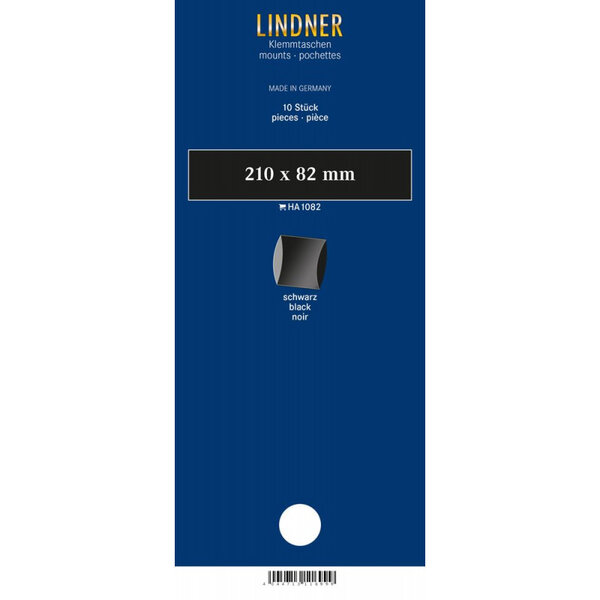 Bandes double soudure 210 x 82 mm pour timbres-poste. Fond - Noir