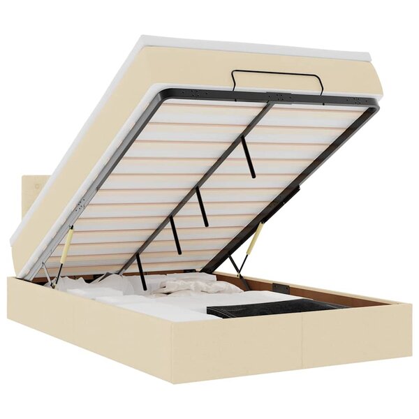 vidaXL Lit ottoman avec matelas et LED crème 120x190 cm tissu