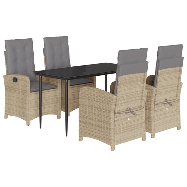 vidaXL Ensemble à manger de jardin coussins 5 Pièces mélange beige rotin