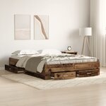 vidaXL Cadre de Lit avec Tiroirs Vieux bois Bois d'ingénierie 140 x 200 cm