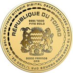 Pièce de monnaie en Or 3000 Francs g 0.031 (1/1000 oz) Millésime 2023 Gold Gift BITCOIN 1/1000
