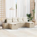 vidaXL Ensemble de canapé de jardin 6 Pièces Beige Poly rotin