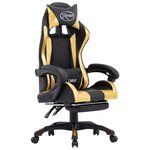 vidaXL Fauteuil de jeux vidéo avec repose-pied Doré et noir Similicuir