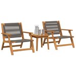 vidaXL Chaises de jardin avec table 3 Pièces Gris Bois d'acacia massif