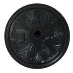 Pied de parasol rond base de lestage Ø 48 x 34H cm ciment HDPE motif fleurs de lys poids net 13 Kg noir