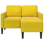 vidaXL Canapé 2 places avec méridienne en L jaune 125 cm velours