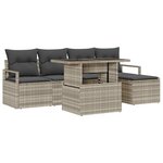 vidaXL Ensemble de canapé de jardin 6 Pièces Gris clair Poly rotin