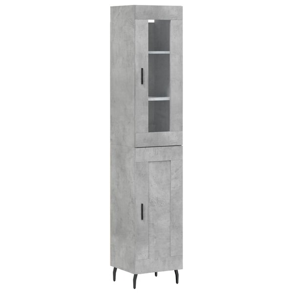 vidaXL Buffet haut Gris béton 34 5x34x180 cm Bois d'ingénierie