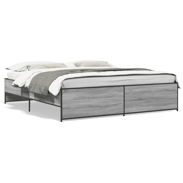 vidaXL Cadre de lit sans matelas sonoma gris 200x200 cm
