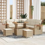 Ensemble de canapés de jardin 8 pièces vidaXL avec coussins beige en poly rotin