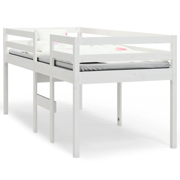 vidaXL Lit haut Blanc 80x200 cm Bois de pin massif