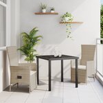 vidaXL Ensemble de salle à manger de jardin 3 pièces avec coussins  Beige poly rattan
