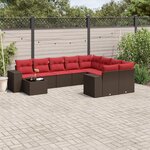 vidaXL Salon de jardin 10 Pièces avec coussins marron résine tressée