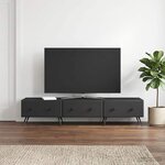 vidaXL Meuble TV avec tiroir Noir 147 x 34 5 x 30 cm Bois d'ingénierie