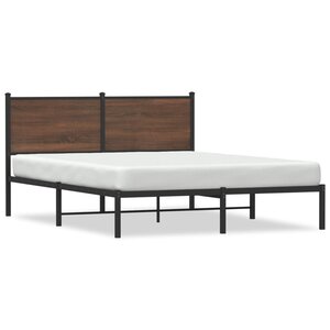 vidaXL Cadre de lit en métal sans matelas chêne marron 137x190 cm