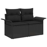 vidaXL Ensemble de canapé de jardin avec coussin 6 Pièces Noir polyrotin