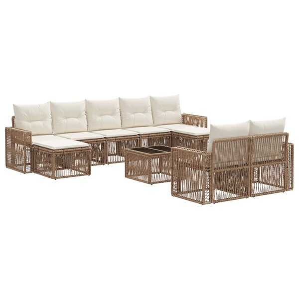 vidaXL Ensemble de canapé de jardin 10 Pièces Beige et blanc crème