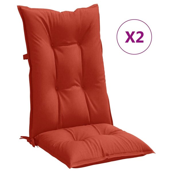 vidaXL Coussins de chaise à dossier haut lot de 2 rouge mélangé tissu
