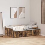 vidaXL Lit de rangement Chêne fumé 90x200 cm