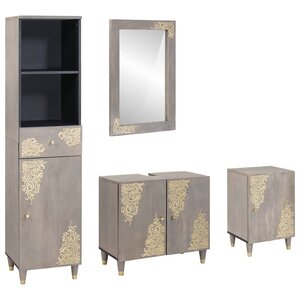 vidaXL Ensemble de mobilier de salle de bain avec tiroir 4 Pièces Gris