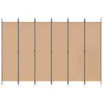 vidaXL Paravent à 6 panneaux Beige 300 x 200 cm Tissu