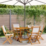 vidaXL Ensemble à manger de jardin 5 Pièces blanc crème tissu bois massif